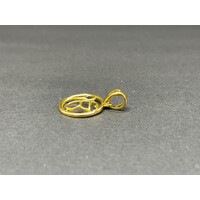 Unisex 18ct Yellow Gold Round Liner Butterfly Pendant