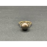 Ladies 9ct Yellow Gold Black Pearl Ring