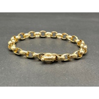 Ladies 9ct Yellow Gold Oval Belcher Link Bracelet