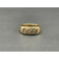 Mens 9ct Yellow Gold Diamond Ring