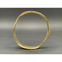 Ladies 22ct Yellow Gold Round Pattern Bangle