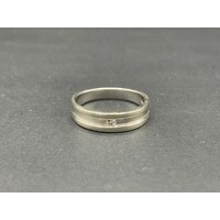 Mens 9ct White Gold Diamond Ring