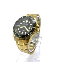 Sekonda Gold Strap Black Dial Stainless Steel 50m WR Mens Watch SK1810