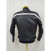 Torque Leather Motorcycle Jacket Black White Size XL