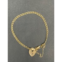 Ladies 9ct Yellow Gold Fancy Link Heart Locket Bracelet