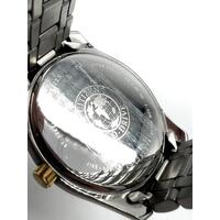 Citizen Mens Eco-Drive Two Tone Quartz Black Dial Stainless Steel Watch