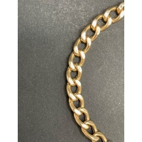 Ladies 9ct Yellow Gold Curb Link Heart Clasp Bracelet