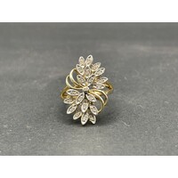 Ladies 9ct Yellow Gold Diamond Cluster Ring