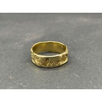 Mens 18ct Yellow Gold Wave Edge Ring