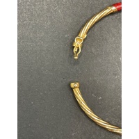 Ladies 9ct Yellow Gold Oval Hinged Bangle