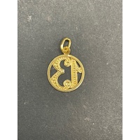 Ladies 18ct Yellow Gold Round No.13 Pendant