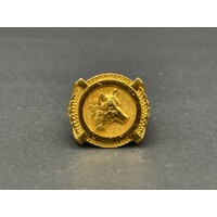 Mens 22ct Yellow Gold Round Wolf Ring