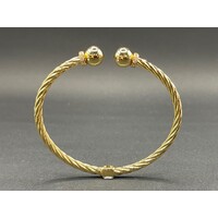 Ladies 18ct Yellow Gold Cuff Hinged Bangle