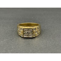 Mens 18ct Yellow Gold Diamond Ring