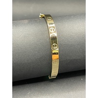 Ladies 18ct Yellow Gold Oval Hinged Bangle