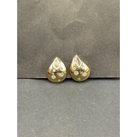 Ladies 18ct Yellow Gold Tear Stud Earrings