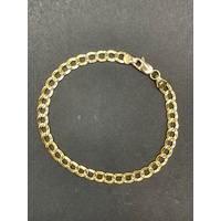 Mens 18ct Yellow Gold Flat Curb Link Bracelet