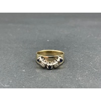 Ladies 18ct Yellow Gold Blue Gemstone and Diamond Ring