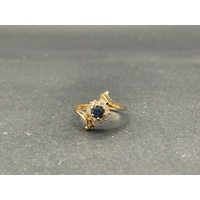 Ladies 18ct Yellow Gold Blue Gemstones and CZ Ring