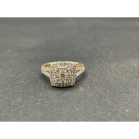 Ladies 9ct Yellow Gold Cluster Diamond Ring