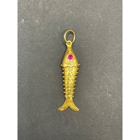 Unisex 22ct Yellow Gold 3D Fish Pendant