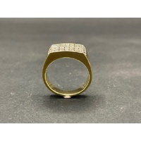 Mens 10ct Yellow Gold Multi Row Diamond Ring