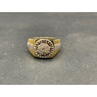 Mens 18ct Two Tone Gold Diamond Ring