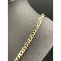 Mens 9ct Yellow Gold Birdseye and Curb Link Necklace