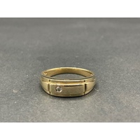 Mens 9ct Yellow Gold Diamond Ring