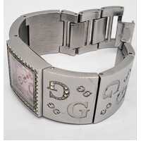 Guess G86136L Silver Pink Dial G-Logo Ladies Watch Stainless Steel Band