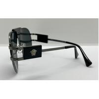 Versace Mens Black Frame Aviator Sunglasses with Dark Grey Lenses