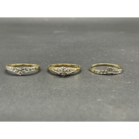 Ladies 9ct Yellow Gold 3 Set Diamond Rings