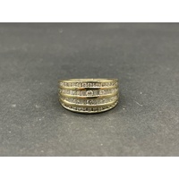 Ladies 9ct Yellow Gold Diamond Multi Row Ring