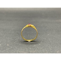 Ladies 21ct Yellow Gold Red Gemstone Ring