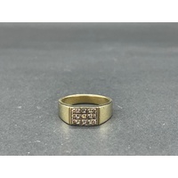 Mens 9ct Yellow Gold Multi Row Diamond Ring