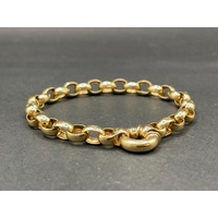 Ladies 9ct Yellow Gold Oval Belcher Link Bracelet