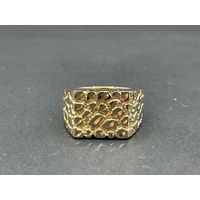 Mens 9ct  Solid Yellow Gold Chunky Ring