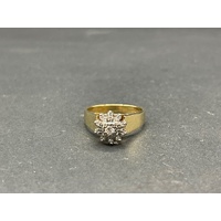 Ladies 18ct Yellow Gold Diamond Cluster Flowerette Ring