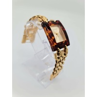 Guess Ladies Gold Tone Tortoise Analog Quartz Watch