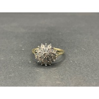 Ladies 9ct Yellow Gold Diamond Cluster Ring