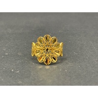 Ladies 21ct Yellow Gold Filigree Design Ring