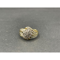 Ladies 9ct Yellow Gold Diamond Cluster Ring