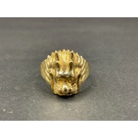 Mens 9ct Yellow Gold Dragon Head Ring