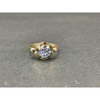 Ladies 14ct Yellow Gold Blue Gemstone Ring