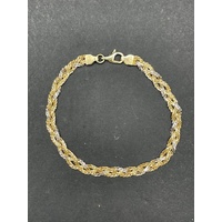 Ladies 18ct Two Tone Gold Braided Rope Link Bracelet