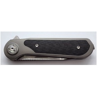 Liong Mah Flipper Knife Premium Bohler M390 Blade Titanium Carbon Fiber Handle