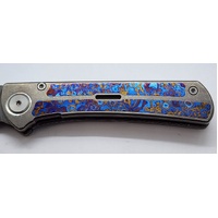 Maxace Peregrine ZDP189 Folding Knife 90mm Grey Titanium with Timascus Inlays