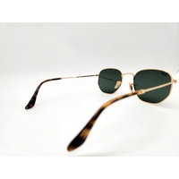 Ray-Ban RB3548N 001 51-21 Gold Hexagonal Flat Lenses Green Classic Sunglasses