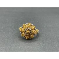 Ladies 21ct Yellow Gold Filigree Pattern Ring