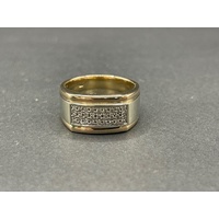 Mens 9ct Yellow Gold Diamond Ring